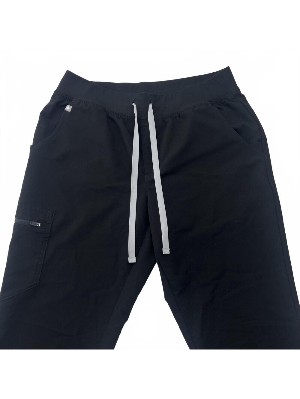 FIGS Zamora Jogger Scrub Pants Women's M/P Medium Petite Black Gray Drawstring - Picture 2 of 8